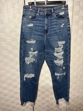 American Eagle Outfitters Ripped Dark Blue Slim Jeans 8
